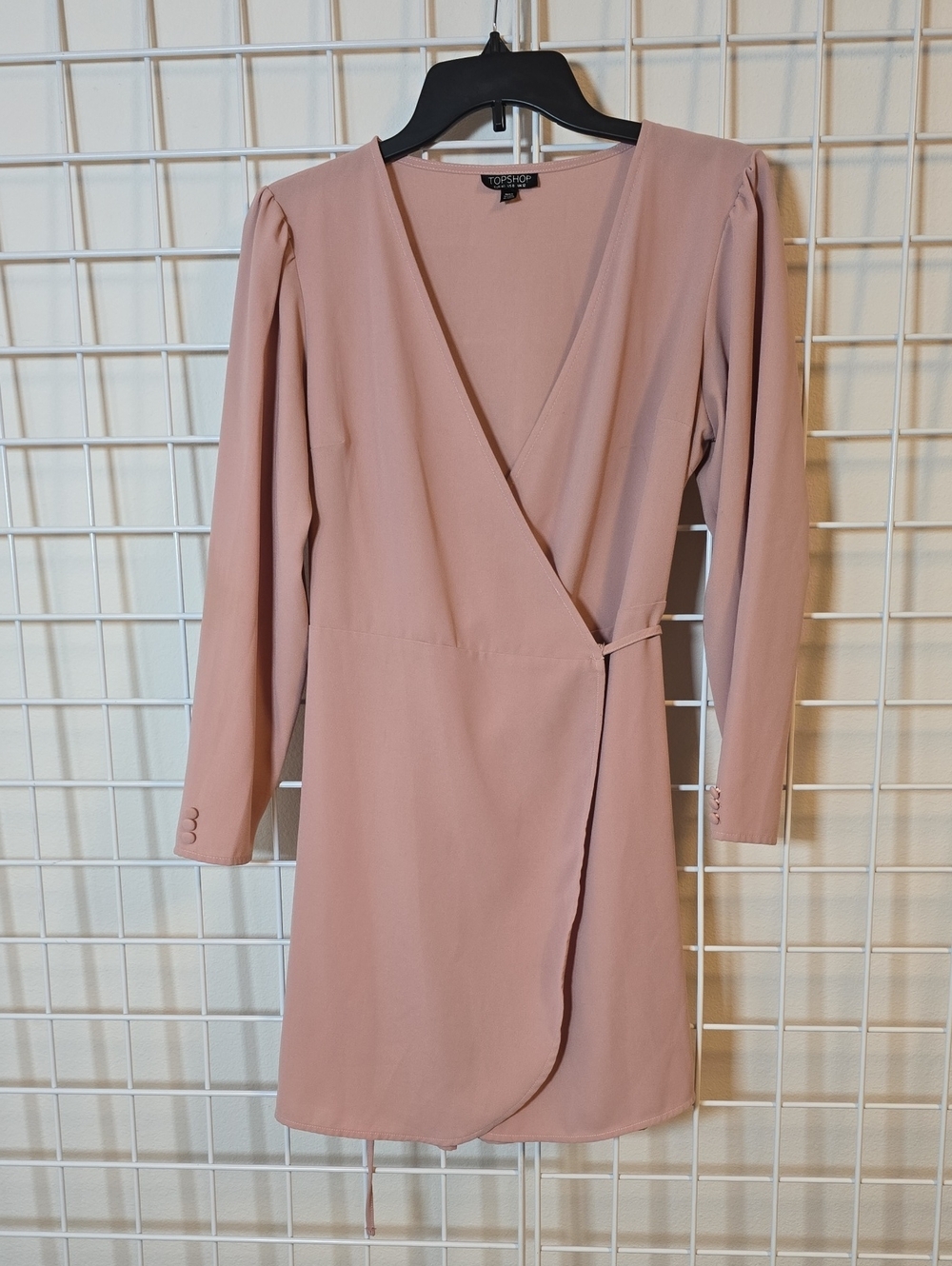 Topshop Dusty Rose Wrap Long Sleeve Dress Size 8